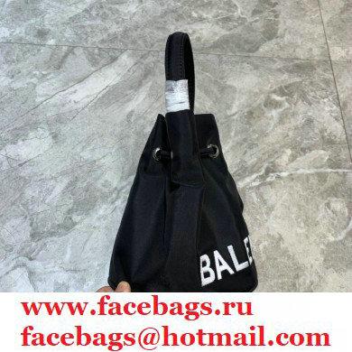 Balenciaga Wheel XXS Drawstring Bucket Bag Nylon Black