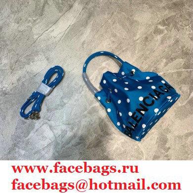 Balenciaga Wheel XXS Drawstring Bucket Bag Nylon Polkadots Blue