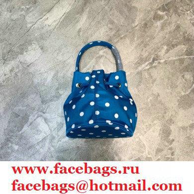 Balenciaga Wheel XXS Drawstring Bucket Bag Nylon Polkadots Blue