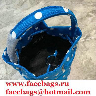 Balenciaga Wheel XXS Drawstring Bucket Bag Nylon Polkadots Blue