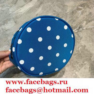 Balenciaga Wheel XXS Drawstring Bucket Bag Nylon Polkadots Blue