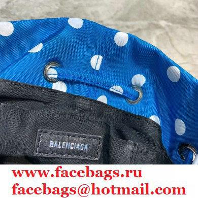 Balenciaga Wheel XXS Drawstring Bucket Bag Nylon Polkadots Blue