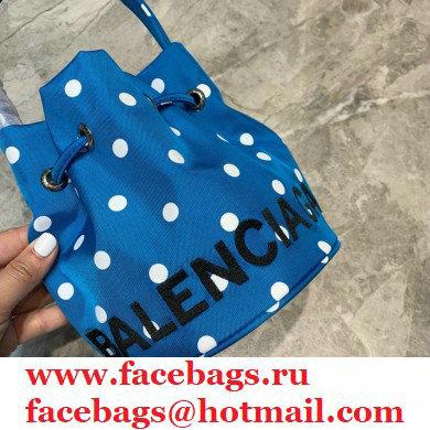 Balenciaga Wheel XXS Drawstring Bucket Bag Nylon Polkadots Blue