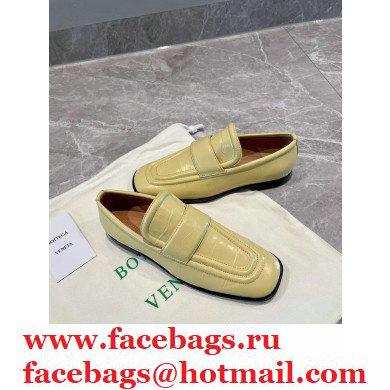 Bottega Veneta Crocodile Print Calf Leather Loafers Yellow 2021