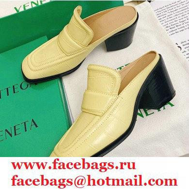 Bottega Veneta Crocodile Print Calf Leather Mules Yellow 2021