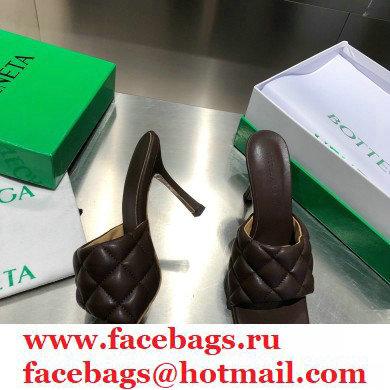 Bottega Veneta Heel 8cm Square Sole Quilted Padded Mules Sandals Coffee 2021