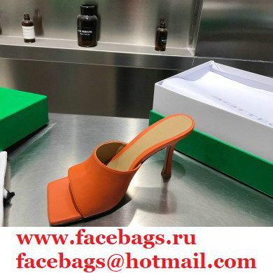 Bottega Veneta Heel 9cm Square Sole Stretch Mules Sandals Orange 2021