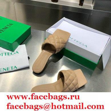 Bottega Veneta Square Sole Quilted Padded Flat Slides Sandals Beige 2021