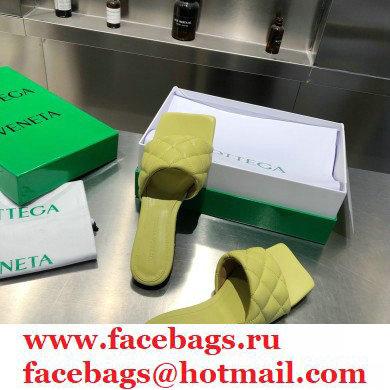 Bottega Veneta Square Sole Quilted Padded Flat Slides Sandals Pear Green 2021