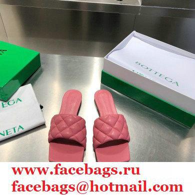 Bottega Veneta Square Sole Quilted Padded Flat Slides Sandals Pink 2021