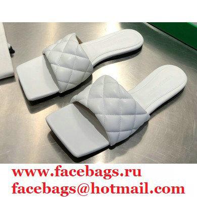 Bottega Veneta Square Sole Quilted Padded Flat Slides Sandals White 2021