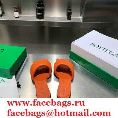 Bottega Veneta Square Sole Quilted The Rubber Lido Flat Slides Sandals Orange 2021