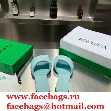 Bottega Veneta Square Sole Quilted The Rubber Lido Flat Slides Sandals Pale Blue 2021