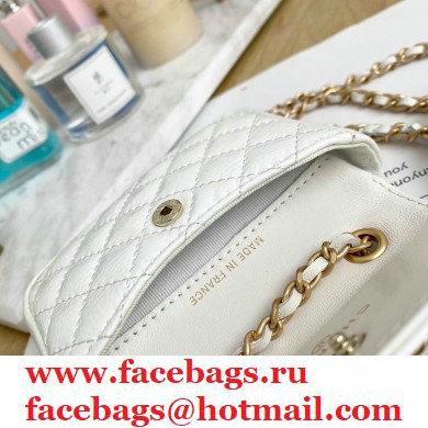 Chanel Crumpled Calfskin Waist Bag White 2021