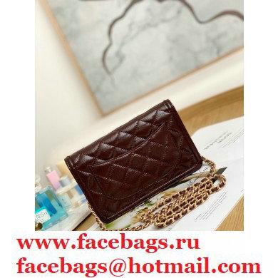 Chanel Crumpled Calfskin Wallet on Chain WOC Bag Burgundy 2021