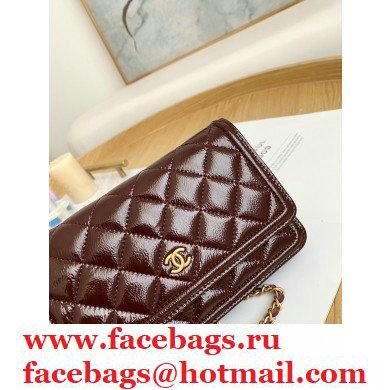 Chanel Crumpled Calfskin Wallet on Chain WOC Bag Burgundy 2021