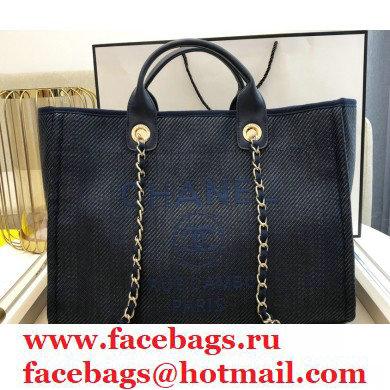 Chanel Deauville Large Shopping Tote Bag A66941 Canvas Dark Blue 2021