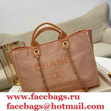 Chanel Deauville Large Shopping Tote Bag A66941 Canvas Pink/Orange 2021