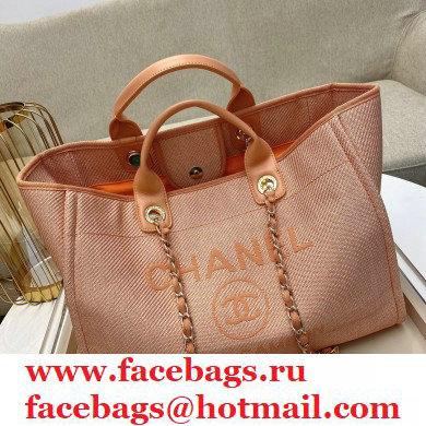 Chanel Deauville Large Shopping Tote Bag A66941 Canvas Pink/Orange 2021