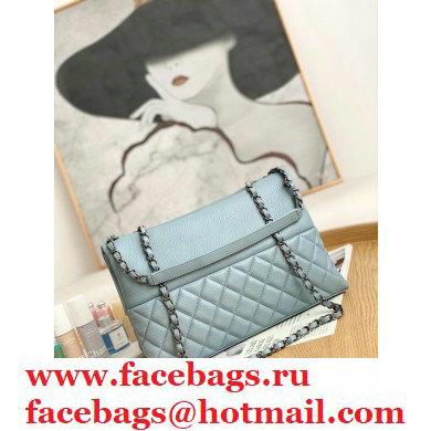 Chanel Deer Grained Calfskin Flap Shoulder Bag Light Blue