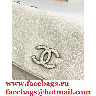 Chanel Deer Grained Calfskin Flap Shoulder Bag White