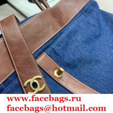 Chanel Denim Blue Tote Bag With Brown Edge 2021