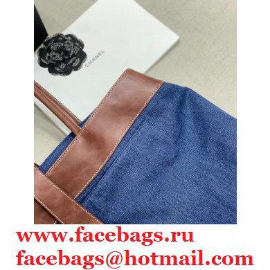 Chanel Denim Blue Tote Bag With Brown Edge 2021