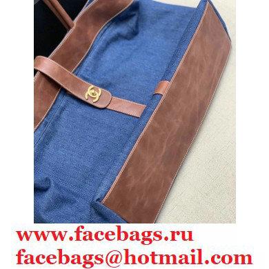 Chanel Denim Blue Tote Bag With Brown Edge 2021