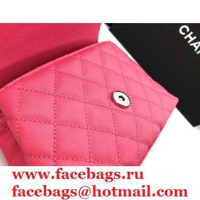 Chanel Grained Calfskin Coco Handle Mini Flap Bag Dark Pink with Top Handle AS2215 Lacquered Metal Hardware 2021