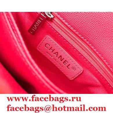 Chanel Grained Calfskin Coco Handle Mini Flap Bag Dark Pink with Top Handle AS2215 Lacquered Metal Hardware 2021