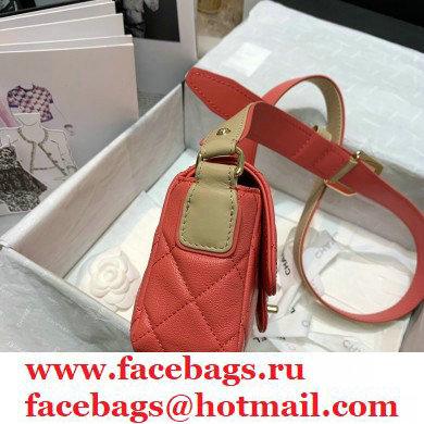 Chanel Grained Calfskin Flap Bag AS2273 Coral Pink 2021