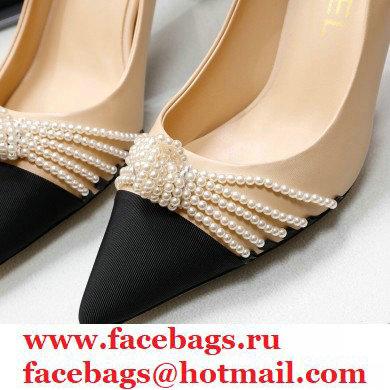 Chanel Heel 7.5cm Pearl Bow Grosgrain Pumps G36391 Beige 2021