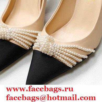 Chanel Heel 7.5cm Pearl Bow Grosgrain Pumps G36391 Beige 2021