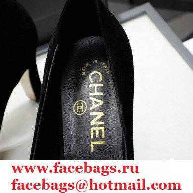 Chanel Heel 7.5cm Pearl Bow Grosgrain Pumps G36391 Suede Black 2021