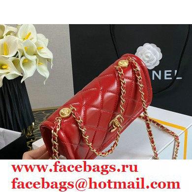 Chanel Lambskin CC Coin Wallet on Chain WOC Bag Red 2021