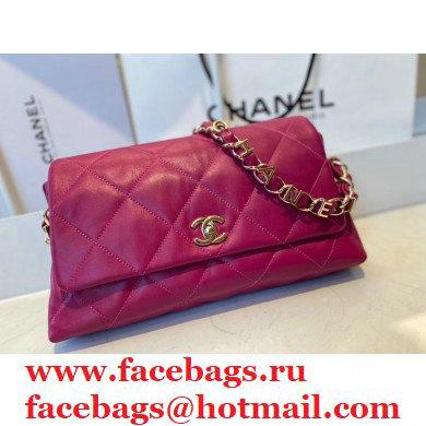 Chanel Lambskin Medium Flap Bag with Logo Strap AS2300 Purple 2021