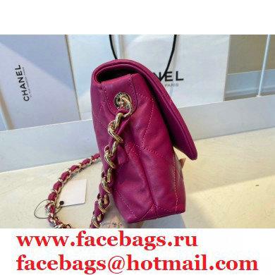 Chanel Lambskin Medium Flap Bag with Logo Strap AS2300 Purple 2021