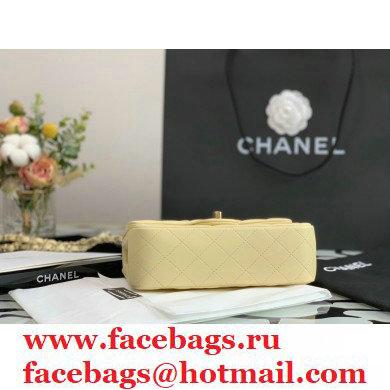 Chanel Lambskin Rectangular Small Classic Flap Bag Light Yellow 2021