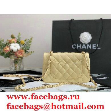 Chanel Lambskin Rectangular Small Classic Flap Bag Light Yellow 2021