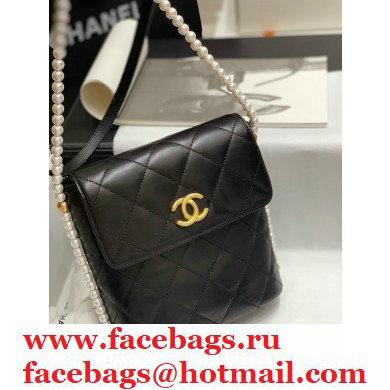 Chanel Pearl Around Flap Bag Black 2021