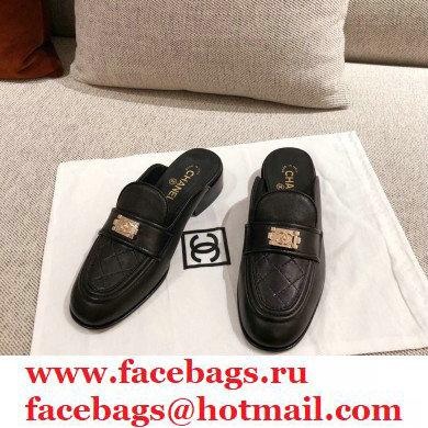 Chanel Quilting Boy Mules Black 2021