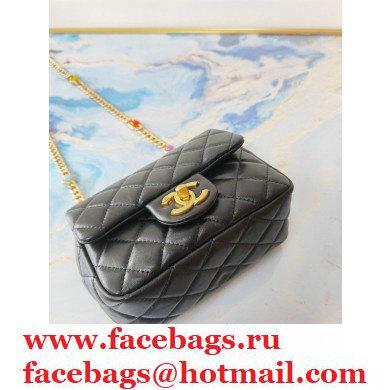 Chanel Resin Chain Lambskin Mini Flap Bag AS2379 Black 2021