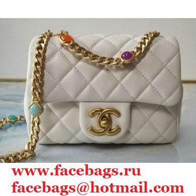 Chanel Resin Chain Lambskin Mini Flap Bag AS2379 Creamy 2021