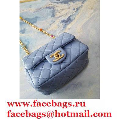 Chanel Resin Chain Lambskin Mini Flap Bag AS2379 Denim Blue 2021