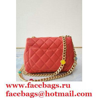 Chanel Resin Chain Lambskin Mini Flap Bag AS2379 Red 2021