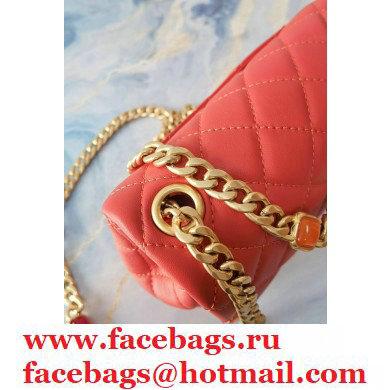 Chanel Resin Chain Lambskin Mini Flap Bag AS2379 Red 2021