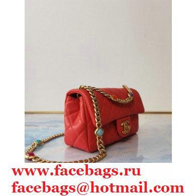 Chanel Resin Chain Lambskin Small Flap Bag AS2380 Red 2021 - Click Image to Close