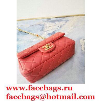 Chanel Resin Chain Lambskin Small Flap Bag AS2380 Red 2021