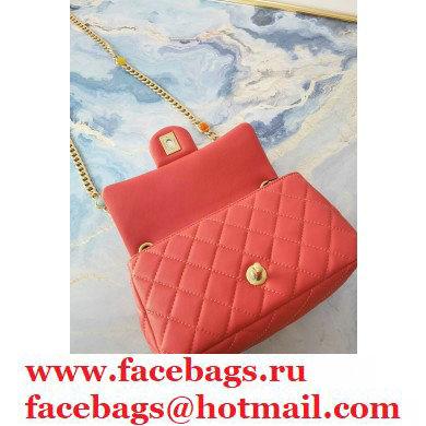 Chanel Resin Chain Lambskin Small Flap Bag AS2380 Red 2021