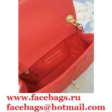 Chanel Resin Chain Lambskin Small Flap Bag AS2380 Red 2021